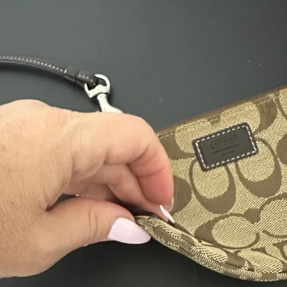 Coach Signature Brown and Tan Wristlet with Coach Hang Tag.Small. EUC - Picture 7 of 14